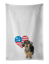 Load image into Gallery viewer, Dachshund Black and Tan #4 Patriotic White Kitchen Towel Set of 2