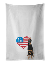 Load image into Gallery viewer, Doberman Pinscher Black and Rust Ears Cropped Patriotic White Kitchen Towel Set of 2