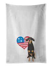 Load image into Gallery viewer, Doberman Pinscher Black and Rust Natural Ears #2 Patriotic White Kitchen Towel Set of 2