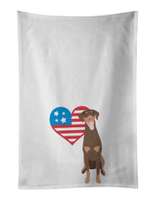 Load image into Gallery viewer, Doberman Pinscher Red and Rust Natural Ears #1 Patriotic White Kitchen Towel Set of 2