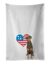 Load image into Gallery viewer, Doberman Pinscher Red and Rust Natural Ears #2 Patriotic White Kitchen Towel Set of 2