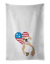 Load image into Gallery viewer, English Bulldog Fawn and White Patriotic White Kitchen Towel Set of 2