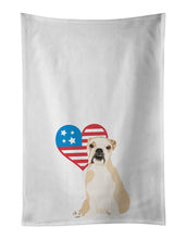 Load image into Gallery viewer, English Bulldog Fawn Puppy Patriotic White Kitchen Towel Set of 2