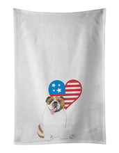 Load image into Gallery viewer, English Bulldog Tricolor #1 Patriotic White Kitchen Towel Set of 2