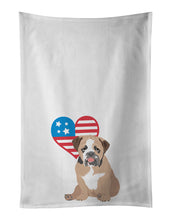 Load image into Gallery viewer, English Bulldog Tricolor #4 Patriotic White Kitchen Towel Set of 2