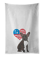 Load image into Gallery viewer, French Bulldog Brindle #2 Patriotic White Kitchen Towel Set of 2
