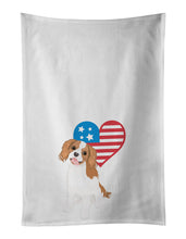 Load image into Gallery viewer, Cavalier King Charles Spaniel Blenheim #2 Patriotic White Kitchen Towel Set of 2