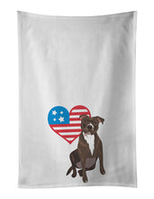 Load image into Gallery viewer, Pit Bull Brindle #2 Patriotic White Kitchen Towel Set of 2