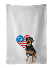 Load image into Gallery viewer, Rottweiler Black and Rust Patriotic White Kitchen Towel Set of 2