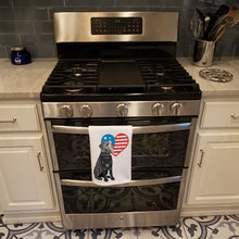 Load image into Gallery viewer, Schnauzer Black and Tan Patriotic White Kitchen Towel Set of 2