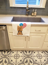 Load image into Gallery viewer, Yorkie Black and Gold #1 Patriotic White Kitchen Towel Set of 2