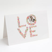 Load image into Gallery viewer, Basset Hound #7 LOVE Greeting Cards -  Blank Note Cards – 8-Pack of Artist-Designed Cards with Envelopes