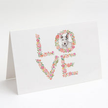 Load image into Gallery viewer, Bull Terrier #3 LOVE Greeting Cards -  Blank Note Cards – 8-Pack of Artist-Designed Cards with Envelopes