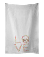 Load image into Gallery viewer, Cavalier Spaniel Blenheim Puppy LOVE White Kitchen Towel Set of 2