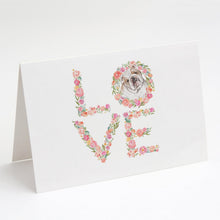 Load image into Gallery viewer, English Bulldog #6 LOVE Greeting Cards -  Blank Note Cards – 8-Pack of Artist-Designed Cards with Envelopes