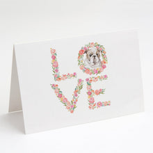 Load image into Gallery viewer, English Bulldog #7 LOVE Greeting Cards -  Blank Note Cards – 8-Pack of Artist-Designed Cards with Envelopes