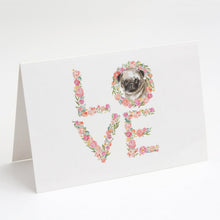 Load image into Gallery viewer, Pug #1 LOVE Greeting Cards -  Blank Note Cards – 8-Pack of Artist-Designed Cards with Envelopes