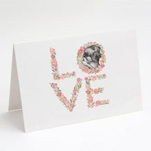 Load image into Gallery viewer, Pug #2 LOVE Greeting Cards -  Blank Note Cards – 8-Pack of Artist-Designed Cards with Envelopes