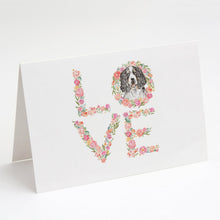 Load image into Gallery viewer, English Springer Spaniel #1 LOVE Greeting Cards -  Blank Note Cards – 8-Pack of Artist-Designed Cards with Envelopes