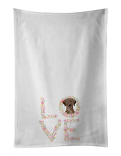 Load image into Gallery viewer, Chocolate Labrador Retriever Love White Kitchen Towel Set of 2 Dish Towels