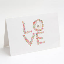 Load image into Gallery viewer, Japanese Spitz Love Greeting Cards -  Blank Note Cards – 8-Pack of Artist-Designed Cards with Envelopes