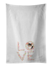 Load image into Gallery viewer, Black Tan Longhaired Chihuahua Love White Kitchen Towel Set of 2 Dish Towels