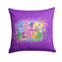 Load image into Gallery viewer, Beads Please Mardi Gras Throw Pillow - 14x14 Decorative Pillow – Art for Your Home &amp; Patio