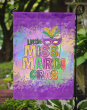 Load image into Gallery viewer, Little Miss Mardi Gras Garden Flag – Decorative Outdoor Yard Flag