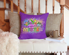 Load image into Gallery viewer, Throw me Somethin Mister Mardi Gras Throw Pillow - 14x14 Decorative Pillow – Art for Your Home &amp; Patio