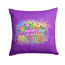Load image into Gallery viewer, Throw me Somethin Mister Mardi Gras Throw Pillow - 14x14 Decorative Pillow – Art for Your Home &amp; Patio
