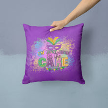 Load image into Gallery viewer, I am Just Here for Cake Mardi Gras Throw Pillow - 14x14 Decorative Pillow – Art for Your Home &amp; Patio