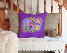 Load image into Gallery viewer, I am Just Here for Cake Mardi Gras Throw Pillow - 14x14 Decorative Pillow – Art for Your Home &amp; Patio