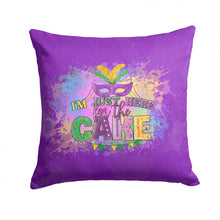 Load image into Gallery viewer, I am Just Here for Cake Mardi Gras Throw Pillow - 14x14 Decorative Pillow – Art for Your Home &amp; Patio
