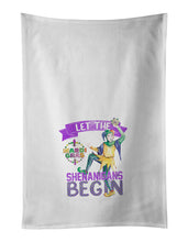 Load image into Gallery viewer, Let the Shenanigans Begin Mardi Gras White Kitchen Towel Set of 2 Dish Towels