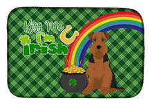 Load image into Gallery viewer, Black and Tan Airedale Terrier St. Patrick's Day Dish Drying Mat – Absorbent, Artistic Kitchen Essentials
