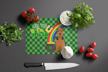 Load image into Gallery viewer, Black and Tan Airedale Terrier St. Patrick's Day Glass Cutting Boards – Durable, Decorative Kitchen Art Large