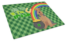 Load image into Gallery viewer, Grizzle and Tan Airedale Terrier St. Patrick's Day Glass Cutting Boards – Durable, Decorative Kitchen Art Large