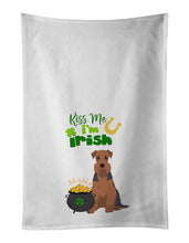 Load image into Gallery viewer, Grizzle and Tan Airedale Terrier St. Patrick's Day White Kitchen Towel Set of 2 Dish Towels