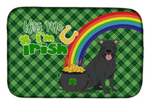 Load image into Gallery viewer, Black Pit Bull Terrier St. Patrick's Day Dish Drying Mat – Absorbent, Artistic Kitchen Essentials