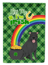 Load image into Gallery viewer, Black Pit Bull Terrier St. Patrick's Garden Flag – "Kiss Me I’m Irish" with Pot of Gold &amp; Rainbow