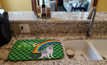 Load image into Gallery viewer, Blue and White Pit Bull Terrier St. Patrick's Day Dish Drying Mat – Absorbent, Artistic Kitchen Essentials