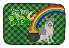 Load image into Gallery viewer, Blue and White Pit Bull Terrier St. Patrick's Day Dish Drying Mat – Absorbent, Artistic Kitchen Essentials