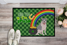 Load image into Gallery viewer, Blue and White Pit Bull Terrier St. Patrick's Day Doormat - 24x36 Decorative Floor Mat – Indoor/Outdoor Rug with Artistic Flair