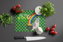 Load image into Gallery viewer, Blue and White Pit Bull Terrier St. Patrick's Day Glass Cutting Boards – Durable, Decorative Kitchen Art Large