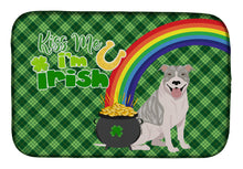 Load image into Gallery viewer, Blue Brindle Pit Bull Terrier St. Patrick's Day Dish Drying Mat – Absorbent, Artistic Kitchen Essentials