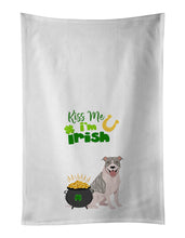 Load image into Gallery viewer, Blue Brindle Pit Bull Terrier St. Patrick's Day White Kitchen Towel Set of 2 Dish Towels