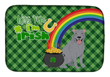 Load image into Gallery viewer, Blue Pit Bull Terrier St. Patrick's Day Dish Drying Mat – Absorbent, Artistic Kitchen Essentials