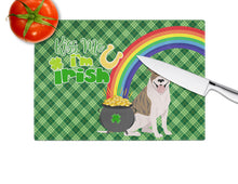 Load image into Gallery viewer, Fawn Brindle Pit Bull Terrier St. Patrick's Day Glass Cutting Boards – Durable, Decorative Kitchen Art Large