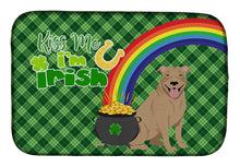 Load image into Gallery viewer, Fawn Pit Bull Terrier St. Patrick's Day Dish Drying Mat – Absorbent, Artistic Kitchen Essentials