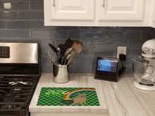 Load image into Gallery viewer, Fawn Pit Bull Terrier St. Patrick's Day Glass Cutting Boards – Durable, Decorative Kitchen Art Large